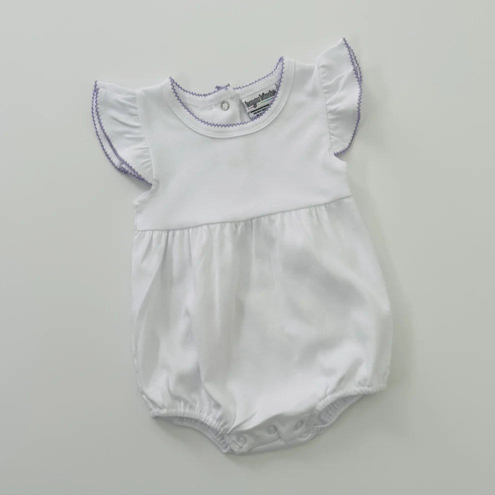 Knit flutter sleeve bubble with picot trim