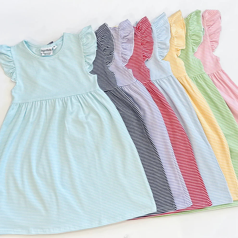 Striped Flutter Sleeved Dress