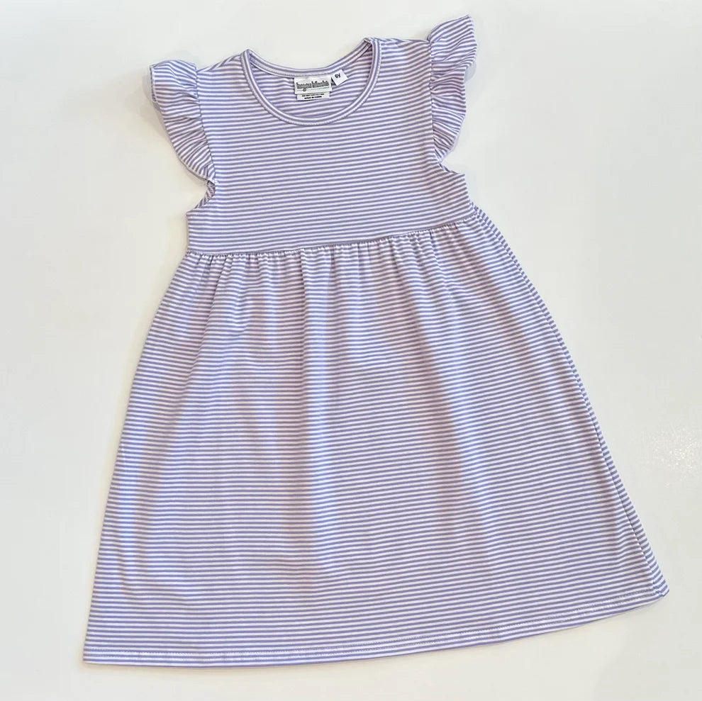 Striped Flutter Sleeved Dress