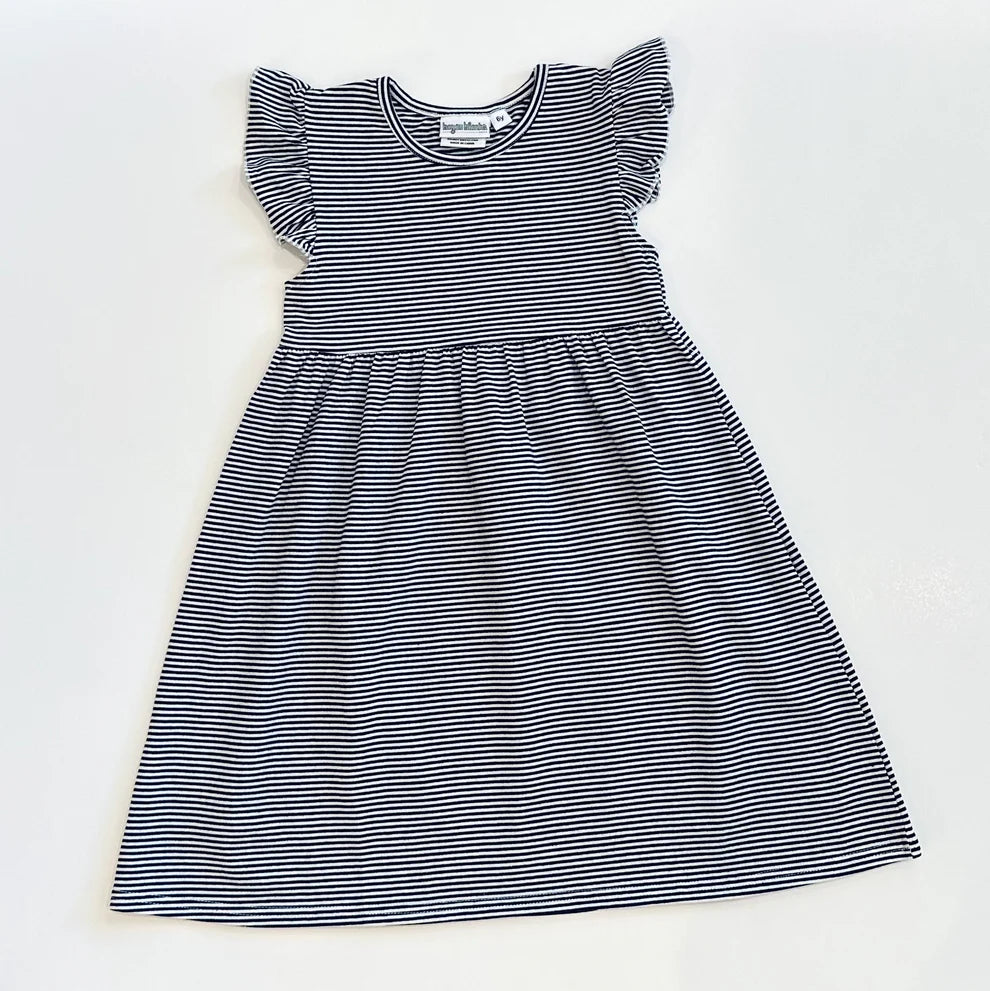 Striped Flutter Sleeved Dress