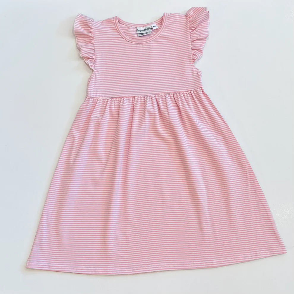 Striped Flutter Sleeved Dress