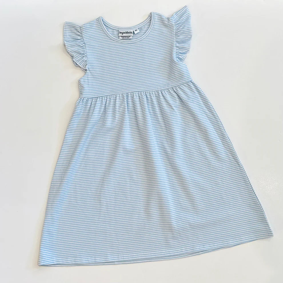 Striped Flutter Sleeved Dress