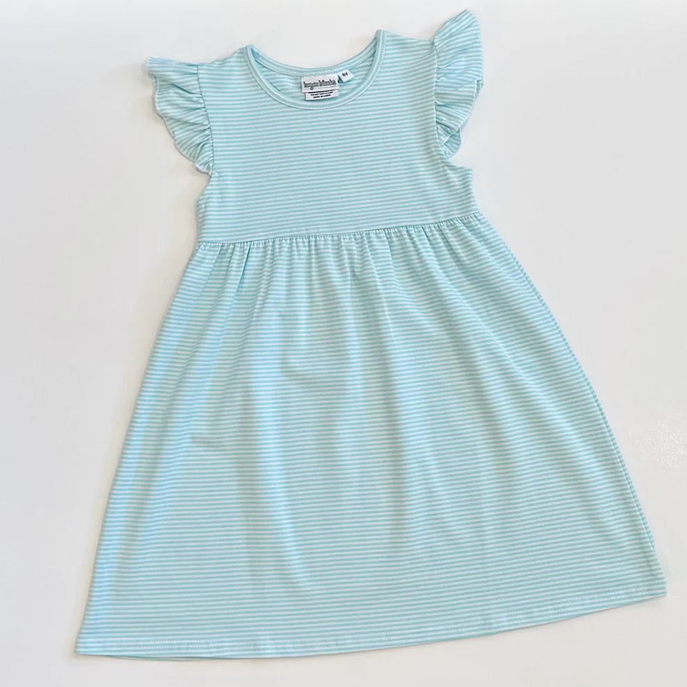 Striped Flutter Sleeved Dress