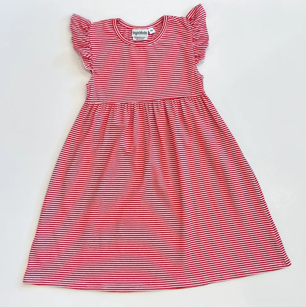 Striped Flutter Sleeved Dress