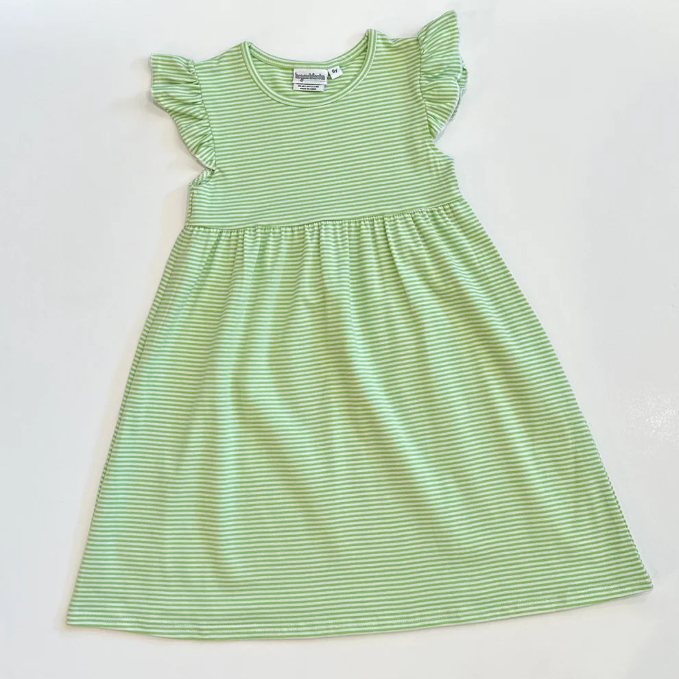 Striped Flutter Sleeved Dress