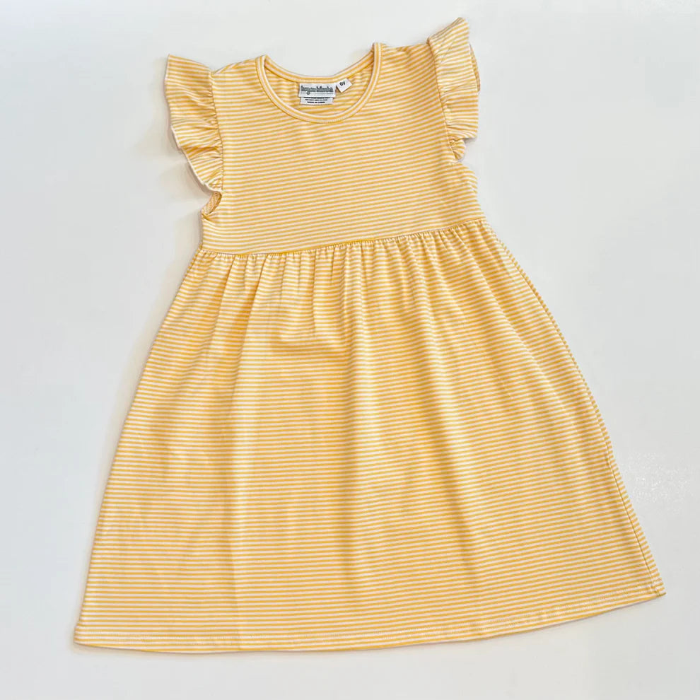Striped Flutter Sleeved Dress