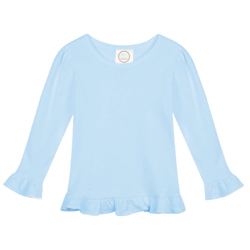 Girls Long Sleeve Ruffle Hem Shirt