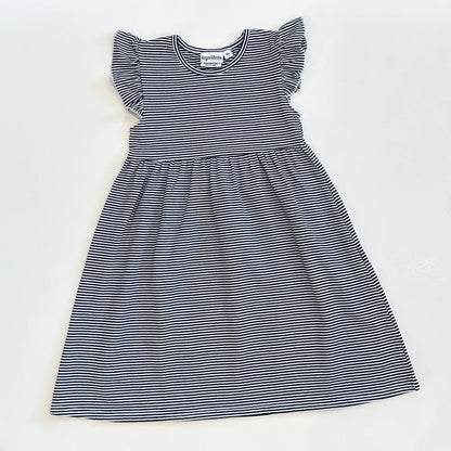 Striped Flutter Sleeved Dress