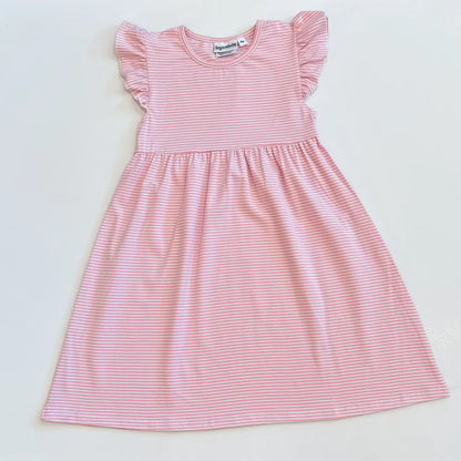 Striped Flutter Sleeved Dress