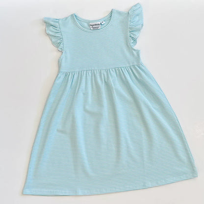 Striped Flutter Sleeved Dress