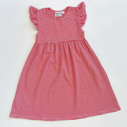 Striped Flutter Sleeved Dress