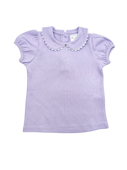 Short Sleeved Scalloped Collar Shirt