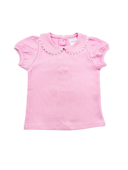 Short Sleeved Scalloped Collar Shirt