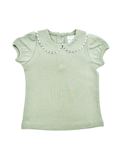 Short Sleeved Scalloped Collar Shirt