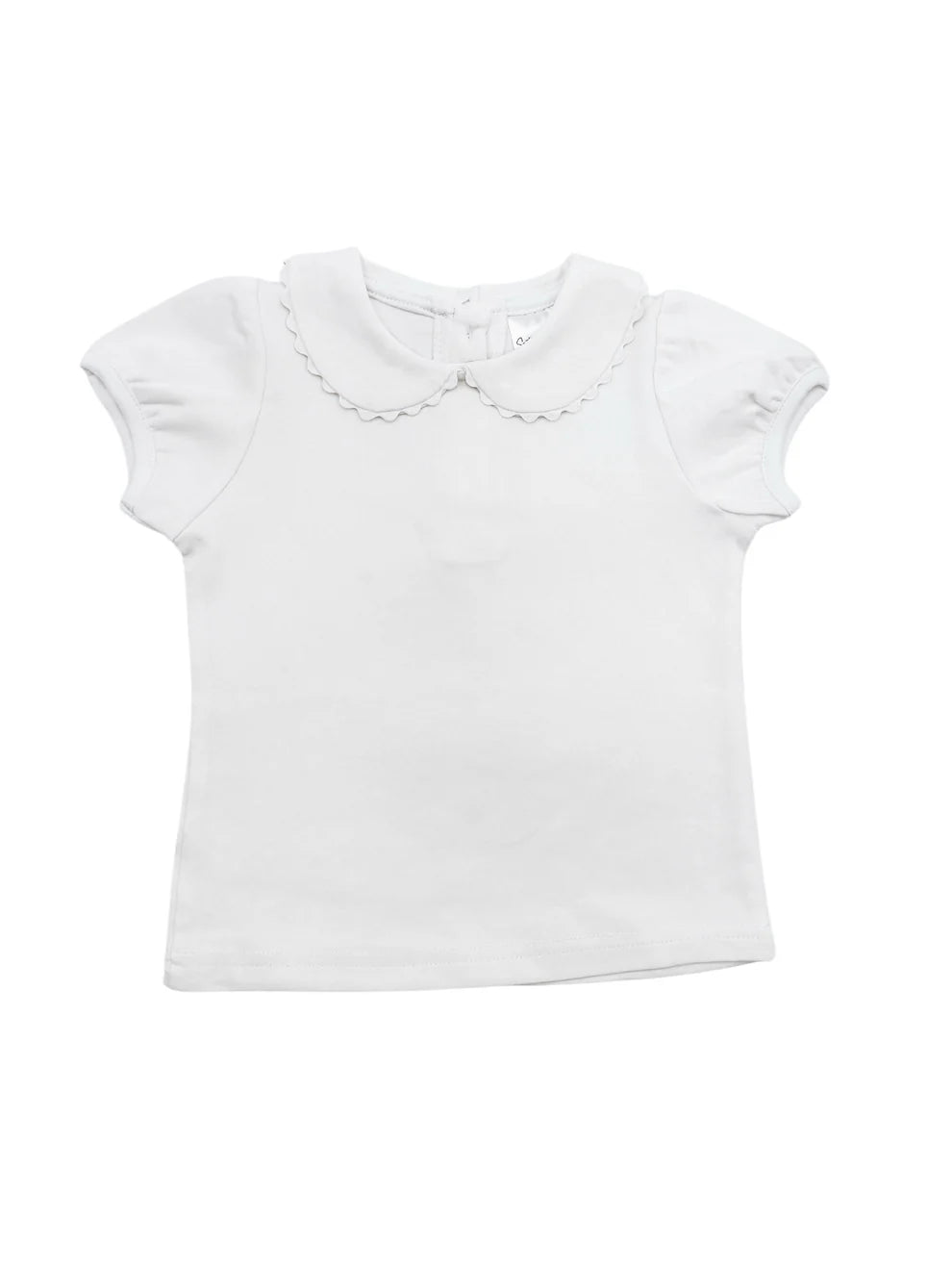 Short Sleeved Scalloped Collar Shirt