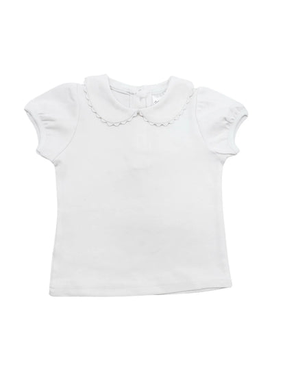 Short Sleeved Scalloped Collar Shirt