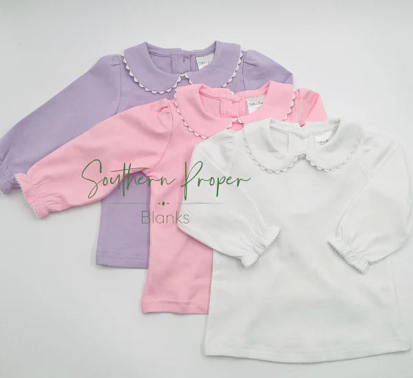 Long Sleeved Scalloped Collar Shirt