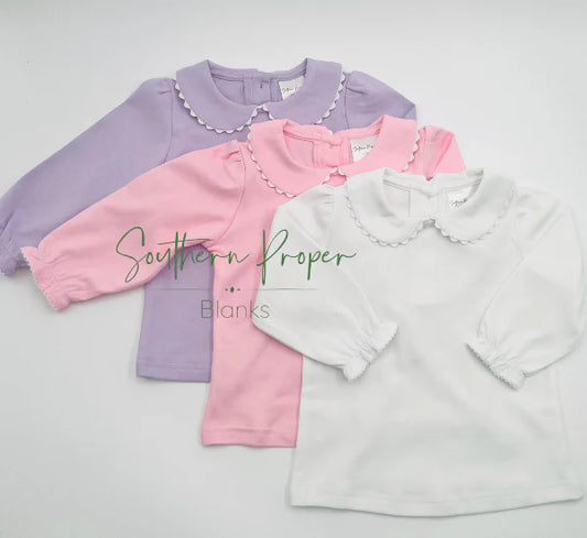 Long Sleeved Scalloped Collar Shirt