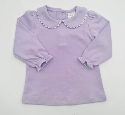 Long Sleeved Scalloped Collar Shirt