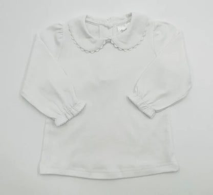 Long Sleeved Scalloped Collar Shirt