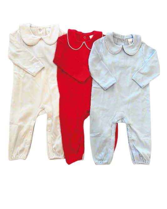 Long Sleeved Piped Long Romper
