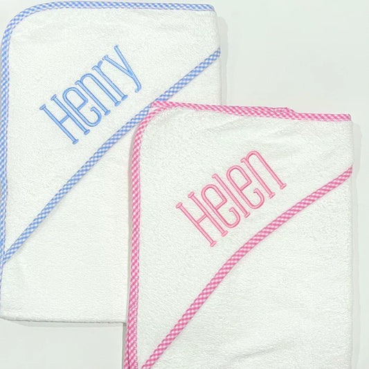 Gingham hooded towel