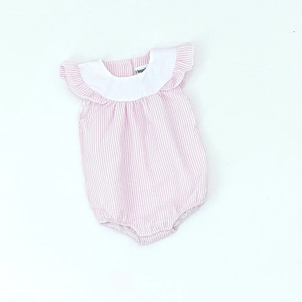 Seersucker Flutter Sleeve Bubble